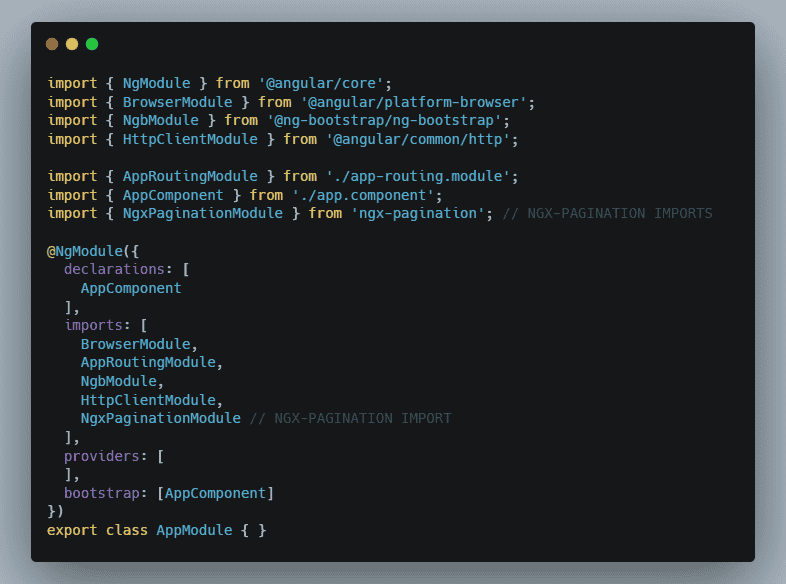 Ngmodule import command